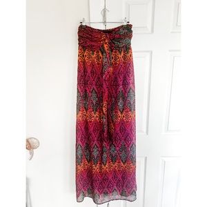 Patterned Multicolor Adjustable Maxi Dress